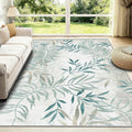 Machine Washable Rug, Large 200x300cm Delicate Willow Leaf Area Rug, Modern Elegant Sage Green Botanical Short-Pile Carpet, Non-Slip Soft Indoor Rug for Living Room, Dining Room, Lounge MegaBDM