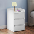 YITAHOME Bedside Table with 3 Drawers, Nightstand with a Charging Station, 2 USB Ports and Sockets, Waterproof Side Table for Bedroom White MegaBDM