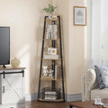 YITAHOME Corner Shelf 5 Tier, Industrial Corner Bookshelf Floorstanding Corner Bookcase Ladder Shelf Wooden Open Display Shelving Unit for Living Room, Hallway, Home Office, Oak Color Book shelf MegaBDM