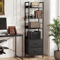 YITAHOME Industrial Bookshelf, 4-Tier Bookcase with Adjustable Shelves & 2 Fabric Drawers, Freestanding Display Shelf with Metal Frame for Living Room, Bedroom, Office, Black MegaBDM