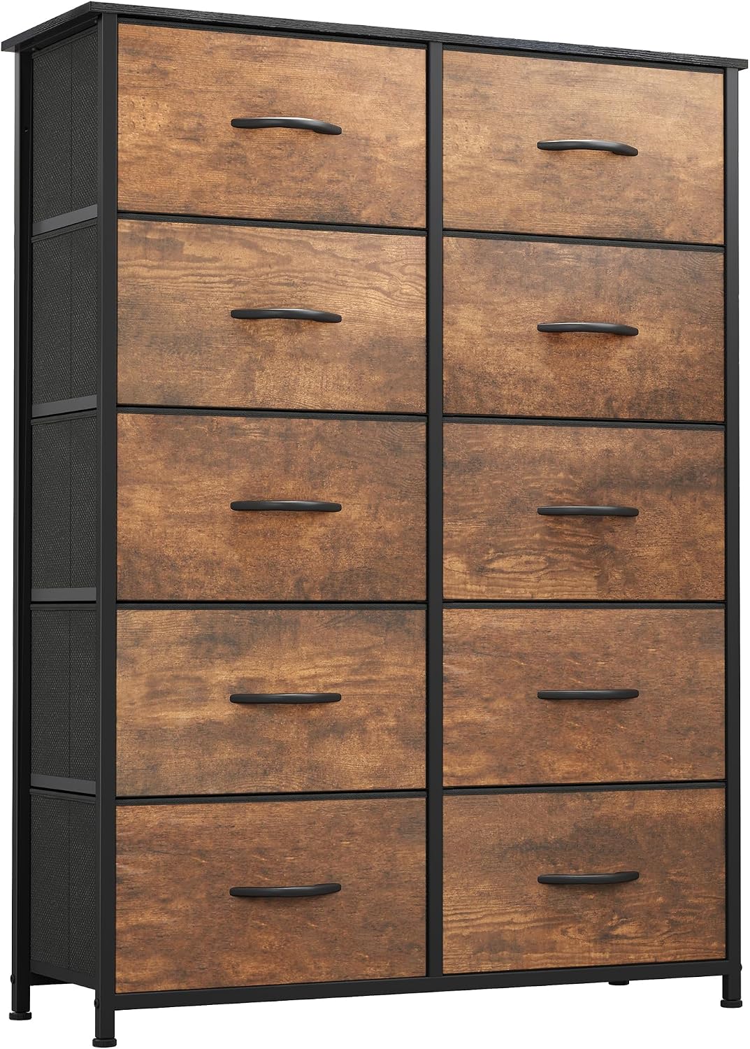 YITAHOME Chest of Drawers with 10 Drawers, Fabric Drawers Cabinet with Easy Pull Handle,Sturdy Steel Frame,Storage Drawers for Bedroom, Closet, Clothes,Rustic Brown MegaBDM