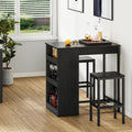 YITAHOME Breakfast Bar Table and Stools Set, Bar Table Set with Bar Stools, Breakfast Bar Dining Bar Table Footrest and Storage Shelf for Kitchen Dining Room Pub Industrial Steel Frame (Black) MegaBDM