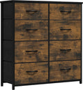 YITAHOME Chest of Drawer with 8 Drawers for Bedroom Fabric Dresser Storage Drawers With Handles Metal Frame for Living Room, Hallway,Rustic Brown MegaBDM
