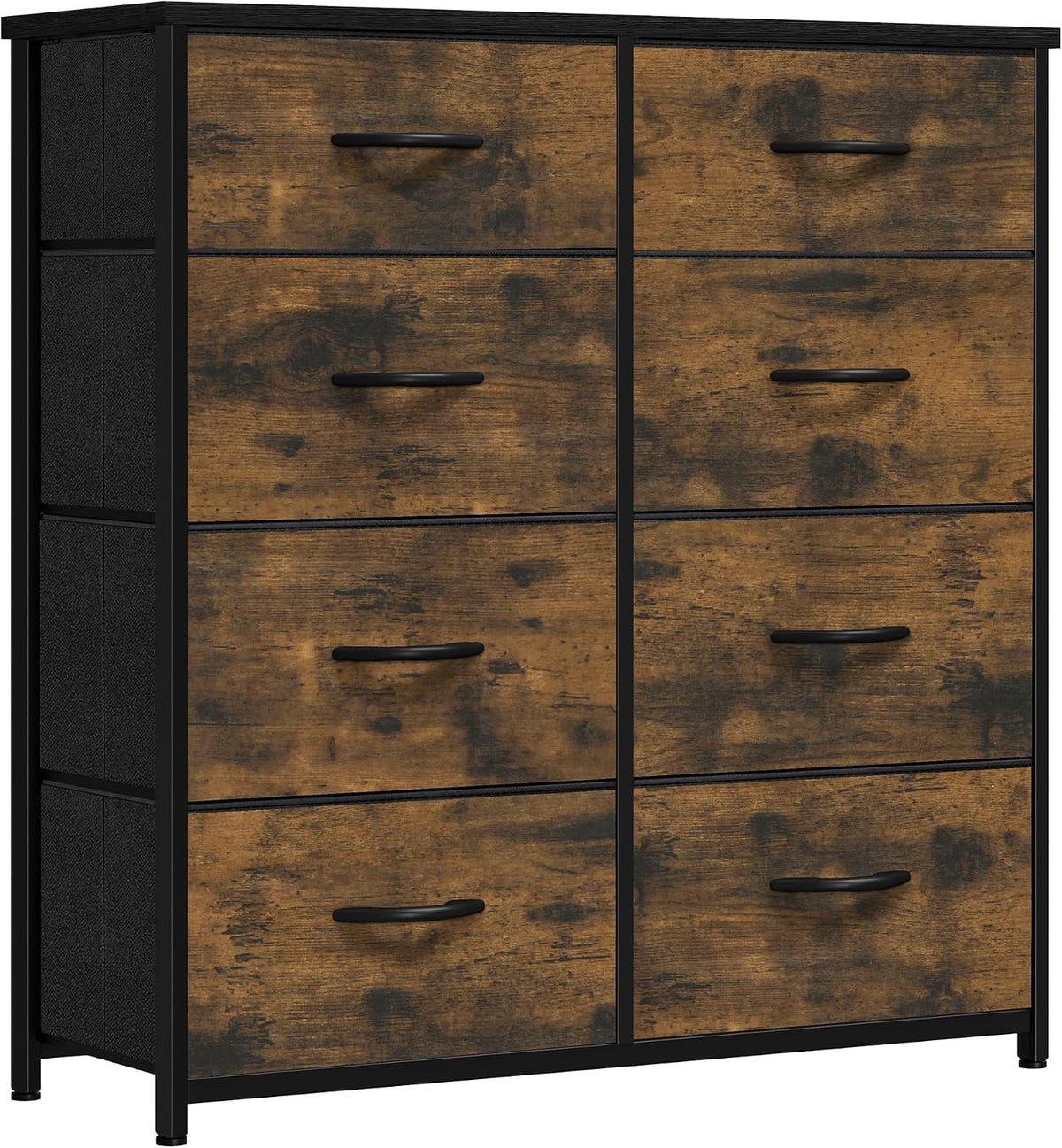 YITAHOME Chest of Drawer with 8 Drawers for Bedroom Fabric Dresser Storage Drawers With Handles Metal Frame for Living Room, Hallway,Rustic Brown MegaBDM