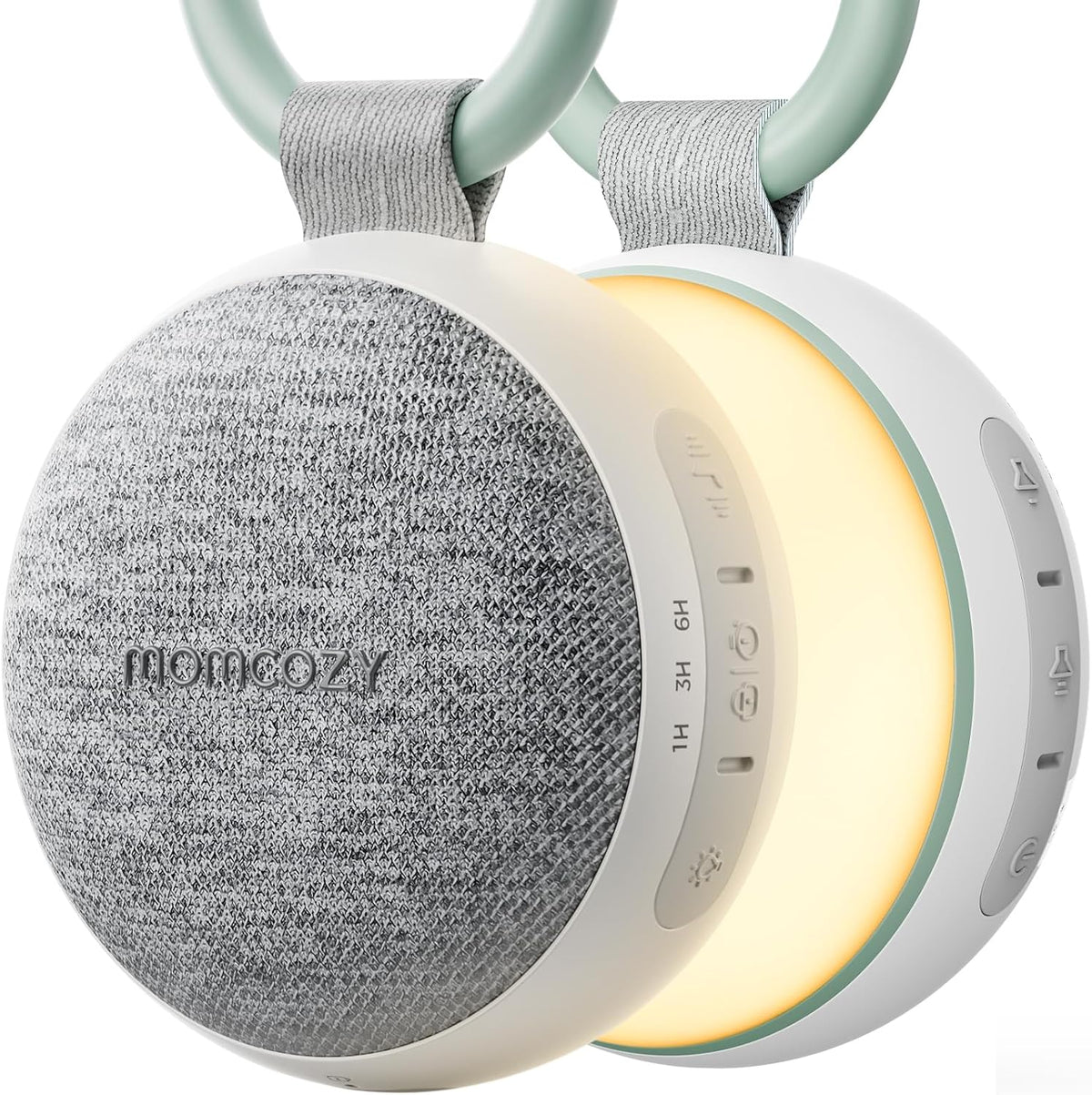 Momcozy Portable Sound Machine with Night Light, White Noise Sound Machine for Baby, 20 Soothing Sounds, Sound Therapy, Long-Lasting Power, Timer, Clips on Stroller, Baby Shower Gifts MegaBDM