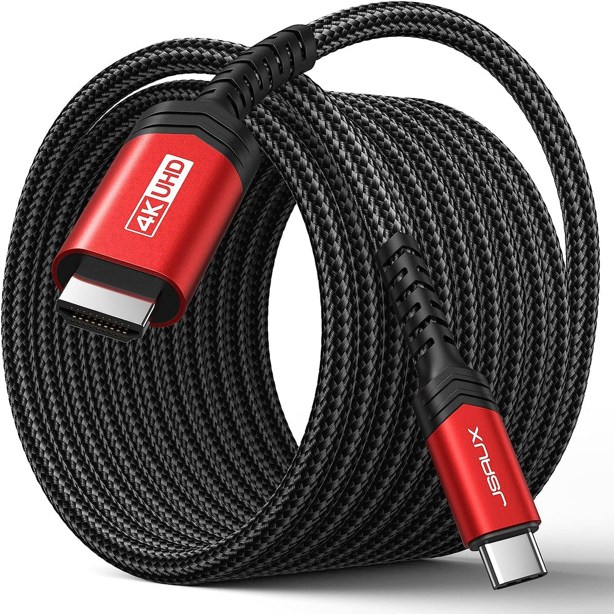 JSAUX USB C to HDMI Cable 3M【4K@60Hz】 USB 3.1 Type-C to HDMI 2.0 Cable for Home Office, (Thunderbolt 3/4 Compatible) with Galaxy S8 to S22, MacBook Pro/Air, iPad Pro, iMac, Mac Mini -Red MegaBDM