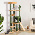 YITAHOME 153 cm Tall Cactus Cat Tree Tower with Self-grooming Brush, Cute Cat Climbing Tower for Indoor Cats with Cat Condo, Top Perch, Basktet, Sisal Scratching Posts and Board,Toy Balls MegaBDM