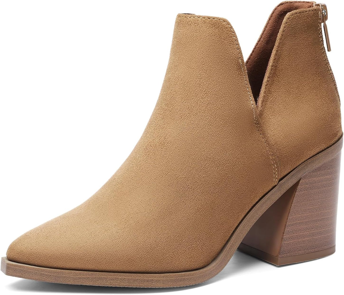 DREAM PAIRS Women's Ankle Boots Chunky Heel Pointed Toe Short Booties Shoes MegaBDM