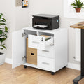 YITAHOME Mobile File Cabinet, 3-Drawer Lockable Filing Cabinets for Home Office, Printer Stand, Storage Cabinet with Drawers 1 Door 4 Wheels, Office Storage Rolling Office Cabinet, 60*40*57cm (White) MegaBDM