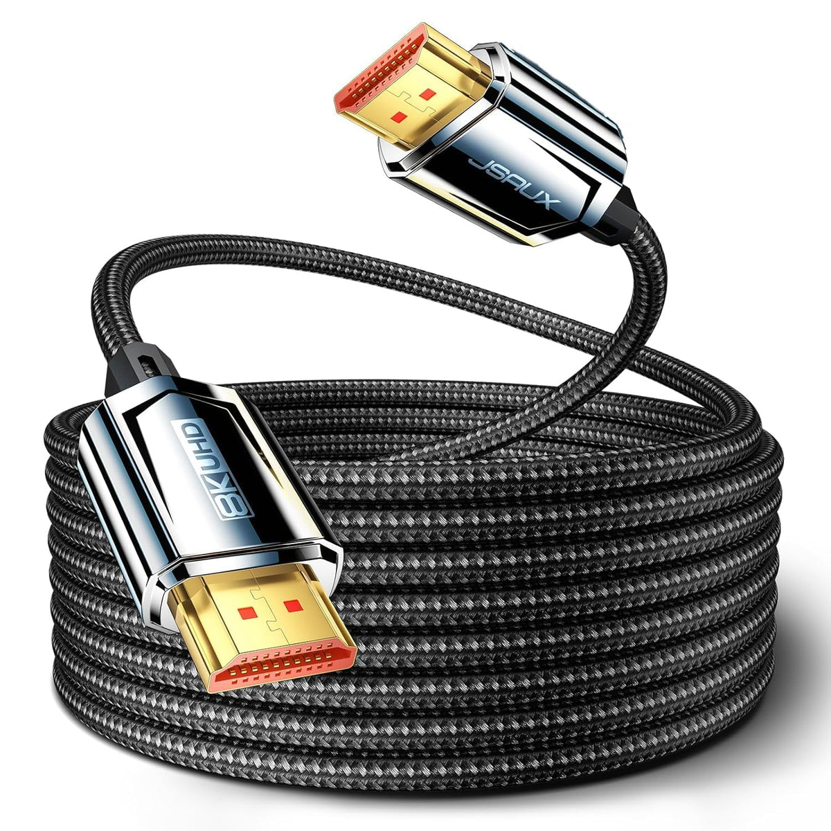 JSAUX 10K 8K HDMI 2.1 Cable 5M, 48Gbps Ultra High Speed Long HDMI Cable, (10K@60Hz 8K@120Hz 4K@240Hz) HDMI Cable, eARC HDR10 HDCP 2.2 & 2.3 3D, Compatible with PS5/HDTV/Xbox/Roku TV/Monitor/Blu-ray MegaBDM