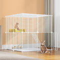 YITAHOME Cats Cage Indoor/Outdoor with Metal Wire Dense, 71x71x71cm DIY Cats Enclosures Catio with Ladder, Metal Kitty Playpen 2-Tiers Kennels Pet Crate, Animals Cage for Bunny, Chinchilla MegaBDM
