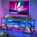 YITAHOME 160cm TV Stand Cabinet with 2 AC & 2 USB Socket for TVs up to 70 inch with 7 RGB LED 22 Modes Lights Entertainment Centre for Living Room and Bedroom Grey MegaBDM