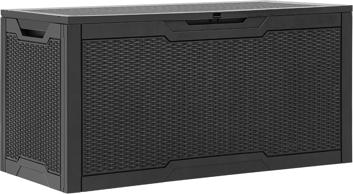 YITAHOME 100 Gallon Resin Deck Box, Weather Resistant Outdoor Storage Box, Lockable Indoor Outdoor Storage for Supplies and Essentials, Black MegaBDM
