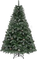 YITAHOME 6ft Artificial Christmas Tree with Pine Cones, Snow Flocked Christmas Tree with 880 Tips, Foldable Metal Stand & Metal Frame, Easy Assembly Pops Up Christmas Tree for Home Party, 182 x Φ100cm MegaBDM