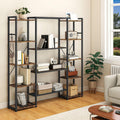 YITAHOME Industrial Bookcase, 13-Shelf Floorstanding Bookshelf, Wooden Shelves and Metal Frame Shelving Unit, Book Rack and Display Organizer for Living Room, Home Office, Rustic Brown MegaBDM