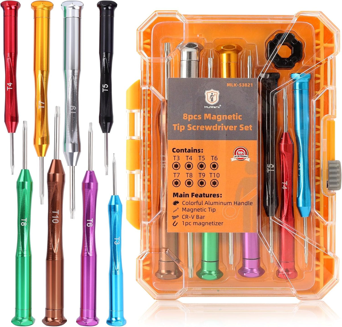 MulWark 8pc Mini Screwdriver Set - Magnetic Torx Screwdrivers Repair Kit for Electronics, Jewelry, Eyeglasses, Xbox Controller, iMac, Watch Screwdriver - Compatible Small Screwdriver Set MegaBDM