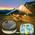 Glocusent Rechargeable Camping Light with 10m Camping String Light 130 LEDs | 2500mAh 30s Recovery Camping Lantern with 12 Lighting Modes & 10 RGB Lantern for Tent, Garden, Hiking, Party Festival Decor MegaBDM