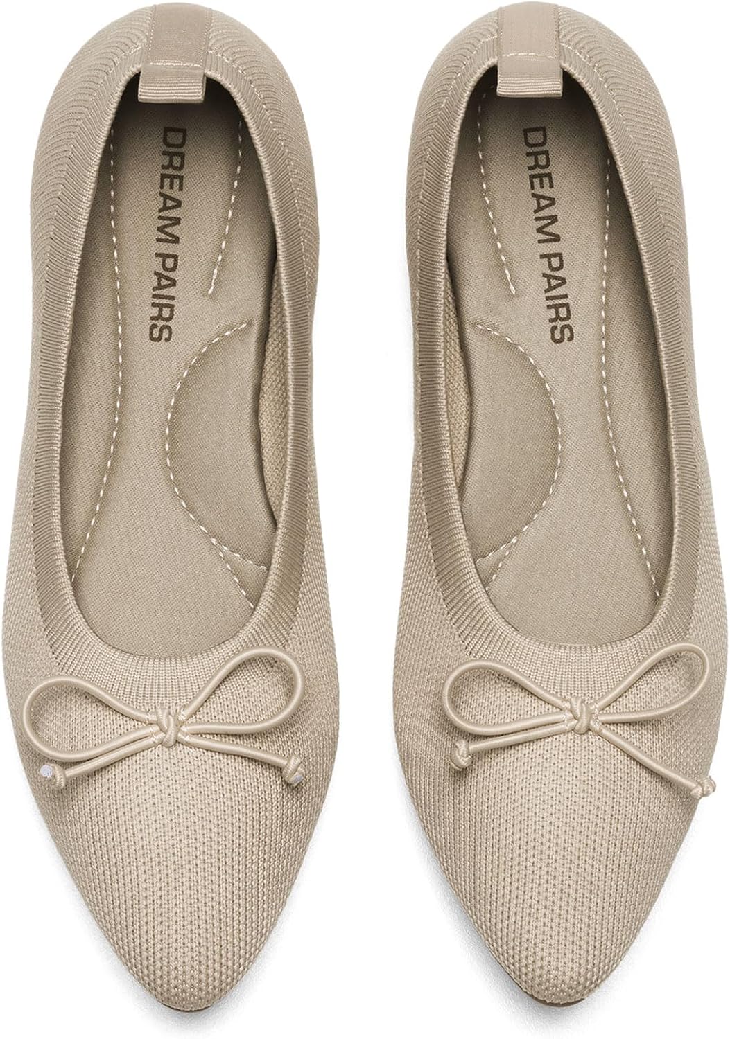 DREAM PAIRS Women's Ballet Knit Flats Foldable Pointed Toe Comfortable Dressy Flat Shoes with Bow-Knot Casual Business Work Office MegaBDM