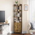 YITAHOME Corner Shelf 4 Tiers, Industrial Bookshelf with Cabinet Floorstanding Bookcase Wooden Storage Rack Shelving Units for Living Room, Home Office, Hallway, Rustic Brown Book shelves MegaBDM
