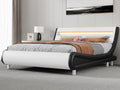 YITAHOME King Size Bed Frame,Upholstered Led with Lights & Storage Charging Station,Platform Bed Frame with Pu Leather/No Box Spring Needed,White and Obsidian Black MegaBDM