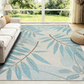 Machine Washable Rug, Modern Ocean Blue Tropical Leaf Area Rug, Navy Teal Coastal Short-Pile Carpet, Non-Slip Botanical Rug for Living Room Dining Room (160x230cm) MegaBDM