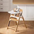 Momcozy DinerPal Wooden High Chair for Babies, Toddlers & Adults Up to 308 Lbs, Convertible Baby Highchair with Food-Grade Tray, Dishwasher-Safe, Adjustable & Ergonomic, Natural Wood MegaBDM