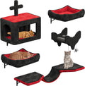 YITAHOME Gothic Cat Climbing Wall Set Made of Flannel, 5 Pcs Sturdy Cat Furniture with House, Bed, Hammock, and Sisal Column with Spider for Cats Sleeping and Playing Lounging MegaBDM
