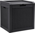 YITAHOME 118L Rattan Outdoor Storage Box, Waterproof Resin Deck Box with Lockable Lid & Handles, All-Weather Garden Storage for Cushions, Pool Accessories & Tools, Black MegaBDM
