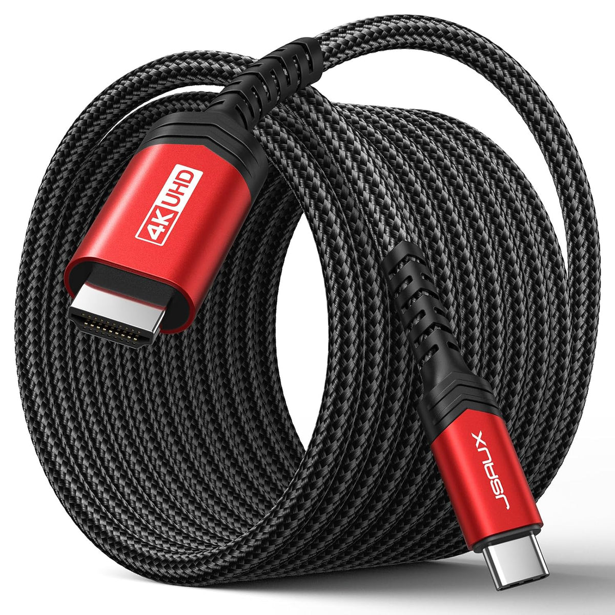 JSAUX USB C to HDMI Cable 2M | 4K@60Hz USB 3.1 Type C to HDMI 2.0 Cord, Compatible with Thunderbolt 3/4, Galaxy S8 to S22, MacBook Pro/Air, iPad Pro, iMac, Mac Mini -Red MegaBDM