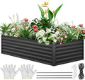 YITAHOME Outdoor Raised Garden Bed Kit 240x120x60cm, Raised Beds Thickened Zinc-Aluminum-Magnesium Stainless Steel Metal Raised Beds for Garden with Safety Rubber for Vegetables Flowers Fruits (Black) MegaBDM