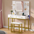 YITAHOME Dressing Table with Large Mirror & Power Hub, Makeup Desk for Bedroom, Apartment, or Dressing Area, Sturdy Built Vanity Table with Hidden Storage & 3 Drawers, White, 90x40x137cm MegaBDM