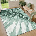Machine Washable Rug, Large Abstract Monstera Leaf Area Rug for Living Room, Modern Sage Green Tropical Short-Pile Carpet, Non-Slip Indoor Botanical Rug for Bedroom (60x90cm) MegaBDM