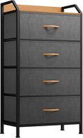 YITAHOME Chest of Drawer with 4 Drawers for Bedroom Fabric Dresser Storage Drawers With Handles Metal Frame for Living Room, Hallway,Dark Gray MegaBDM