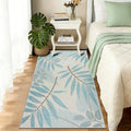 Machine Washable Rug, Modern Ocean Blue Tropical Leaf Area Rug, Navy Teal Coastal Short-Pile Carpet, Non-Slip Botanical Rug for Living Room Dining Room (80x160cm) MegaBDM