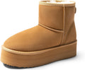 DREAM PAIRS Women's Winter Snow Platform Boots Genuine Suede Slip on Ankle Booties Lightweight Water Resistant FuzzyClassic with DIY Bows MegaBDM