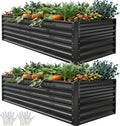 YITAHOME 2PCS Outdoor Raised Garden Bed Kit,180x90x60cm Raised Beds Thickened Zinc-Aluminum-Magnesium Metal Raised Beds for Garden with Support Rod & Gloves for Vegetables Flowers Fruits (Black) MegaBDM