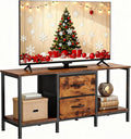 YITAHOME TV Stand, TV Cabinet up to 47 Inch, TV Unit with 2 Fabric Drawers and 2 Open Shelves, 110 x 30 x 50cm Chest of Drawers for Living Room, Entertainment Room, Bedroom Furniture, Steel Frame MegaBDM