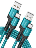 JSAUX USB C Cable (2m 2-Pack) 3.1A Fast Charging, Type C Charger Cable Compatible with iPhone 17 Air 16 15 Pro Max, Samsung Galaxy S24 S23 S22 S21 Note 10 9 8, A14 A15 A25 A35 A53 A55, CarPlay -Green MegaBDM