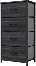 YITAHOME Chest of Drawers with 4 Drawers, Fabric Dressers with Easy Pull Handle,Sturdy Steel Frame,Storage Drawers for Bedroom,Closet, Clothes, Black wood grain MegaBDM