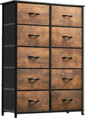 YITAHOME Chest of Drawers,Storage Organizer,Dresser for Bedroom with 10 Drawers,Fabric Drawers with Wood Top and Large Storage Space,Rustic Brown MegaBDM