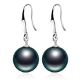 Sterling Sier Natural Shell Pearl Korean Stud Earrings - [Black Gray 10mm] Shell Pearl Earrings H5008 / 925 Silver MegaBDM