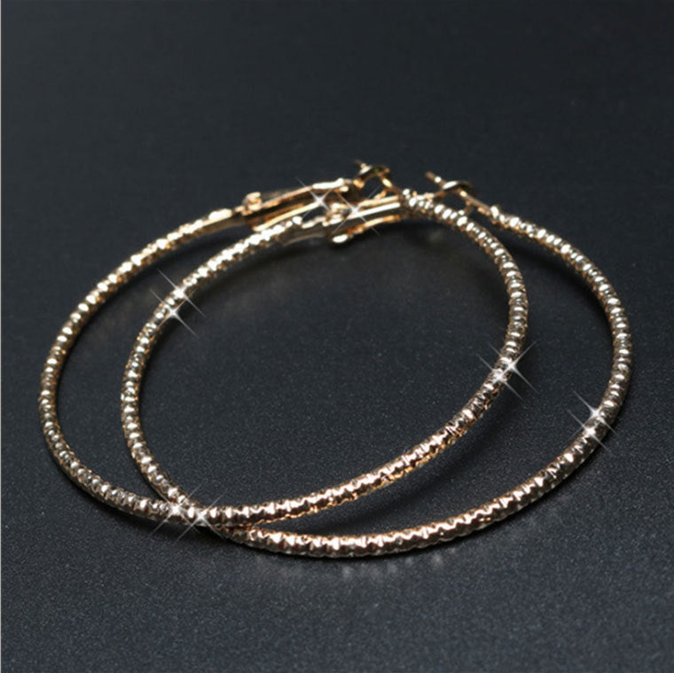 Exaggerated Big Circle Female Gold Sier Earrings - Golden Starry Sky 50mm MegaBDM