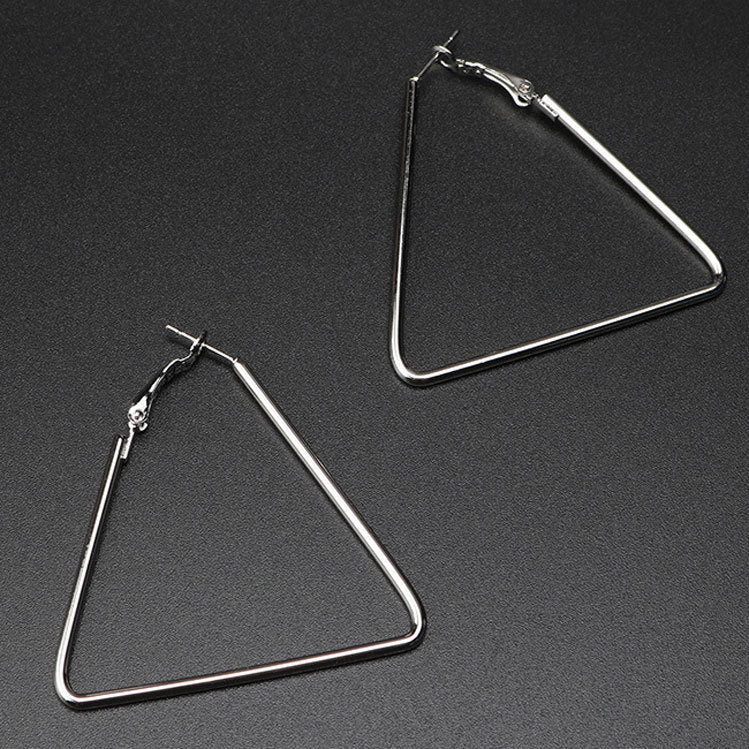 Exaggerated Big Circle Female Gold Sier Earrings - Silver Triangle 50mm MegaBDM