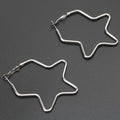 Exaggerated Big Circle Female Gold Sier Earrings - Silver Five-Pointed Star 50mm MegaBDM