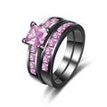 Double Layer Pink Zircon Black Gold Ring MegaBDM