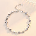 Women's Sier-plated Mori Artistic Blue Crystal Heart-shaped Rhinestone Zircon Bracelet MegaBDM