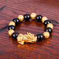 Men's & Women's Agate Couple Six Words Mantra Alluvial Gold Gilt Beaded Bracelet - 12mm Style 5 MegaBDM