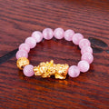 Men's & Women's Agate Couple Six Words Mantra Alluvial Gold Gilt Beaded Bracelet - 10mm Pink Style Eleven MegaBDM