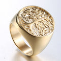 Men's Golden Tree Of Life Titanium Steel Personality Rings MegaBDM