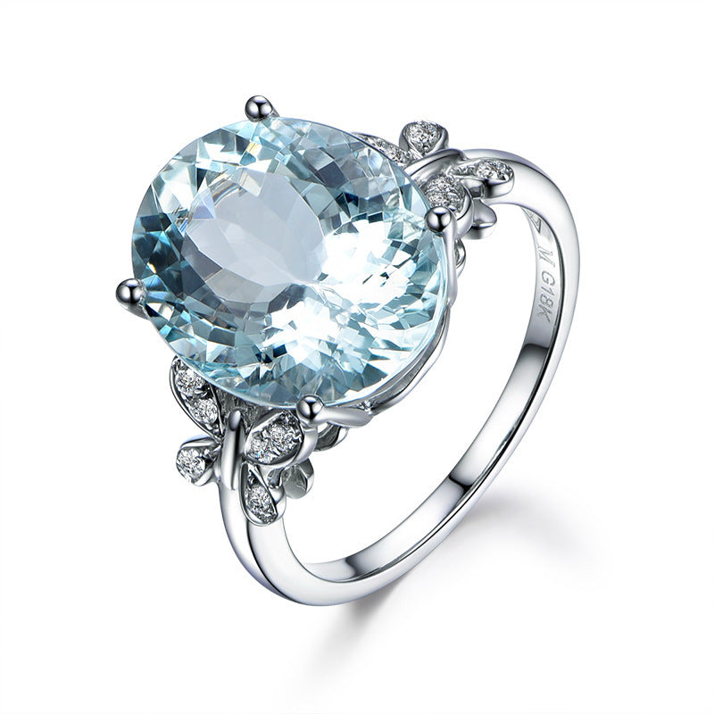 Navy Blue Topaz Butterfly White Gold Ring - Navy Blue Butterfly Ring / No. 7 MegaBDM